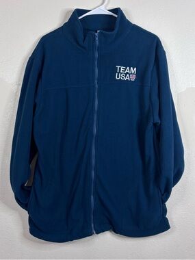 Team USA Olympics Fleece Jacket Dark Blue Sz XL Embroidery Zip Pockets